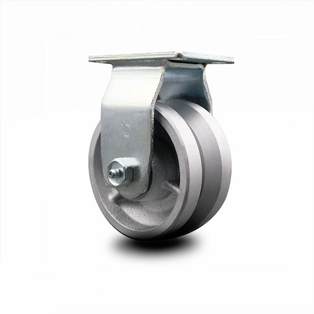 Service Caster 4 Inch V-Groove Semi Steel Cast Iron Wheel Rigid Caster with Ball Bearing SCC SCC-20R420-VGB